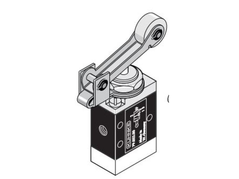 Mechanisch betätigtes Ventil Typ 79  –  0-10bar, NW2, 3/2-Wege mit Tastrolle