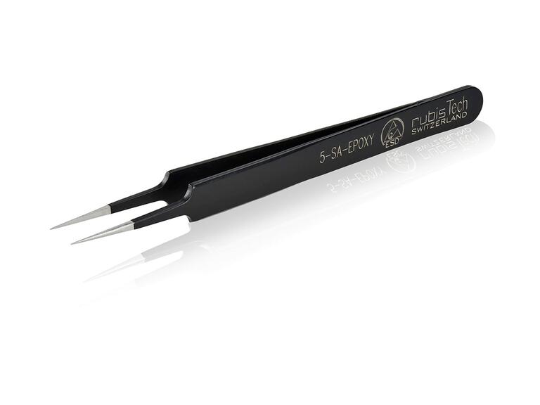 Rubis Elektronik-Pinzette, epoxidbeschichtet, ESD  – gerade Spitzen