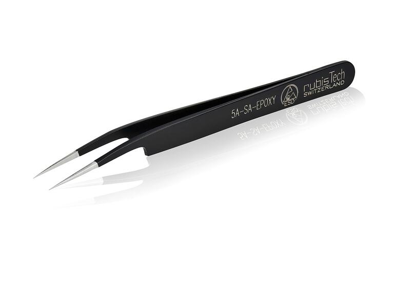 Rubis Elektronik-Pinzette, epoxidbeschichtet, ESD  – abgewinkelte Spitzen