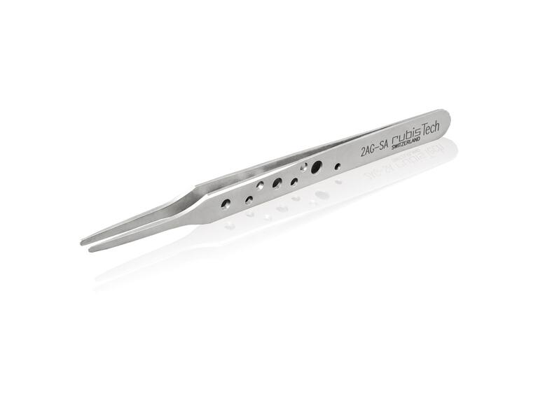 Rubis hochpräzise Pinzette – Spitzen gerade, spitz, ultrafein; perforierter Griff